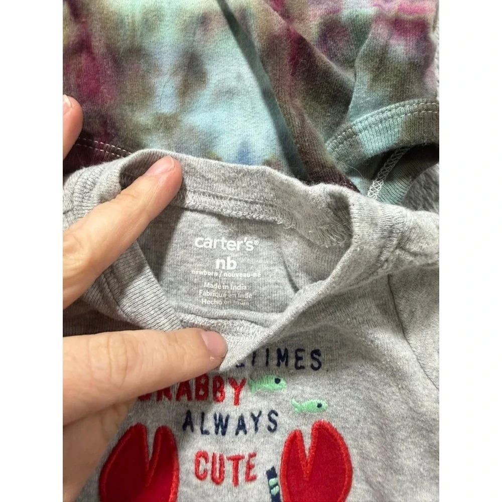 Baby‎ Onesies Sleeper Bundle Gerber Carters NB 3M 6M 9M Plaid Tie Dye 8pc Set
